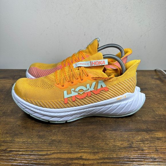 Hoka One‎ One Carbon x 3 Running Shoes Orange White Men\'s Size 9.5 D main image 4